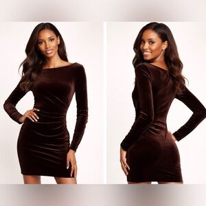 Vince Camuto Rich Brown Long Sleeve Dress